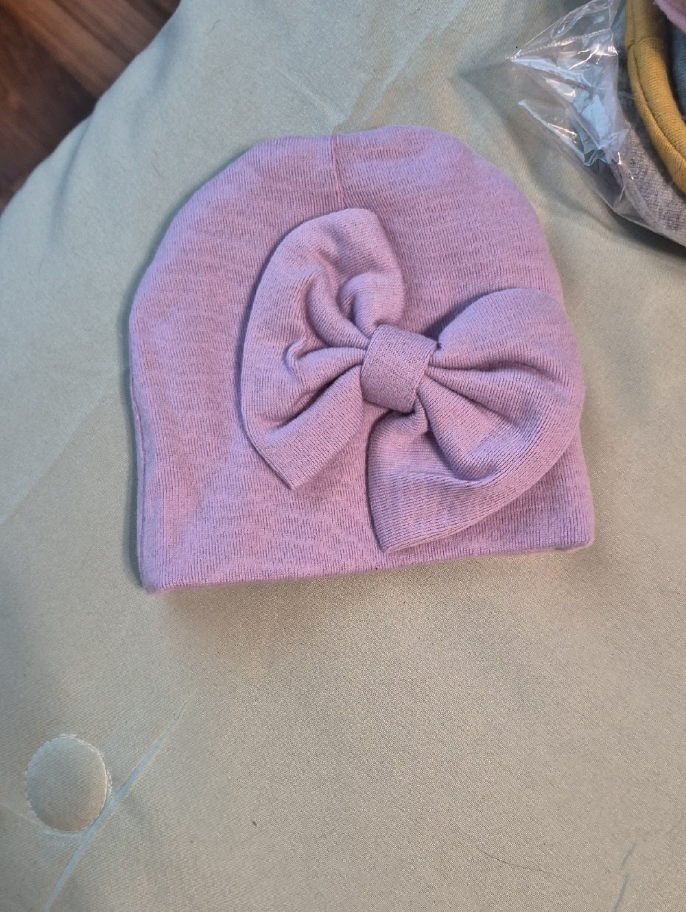 GEZHEN Children's Knit Hat with Decorative Bow - Lavender